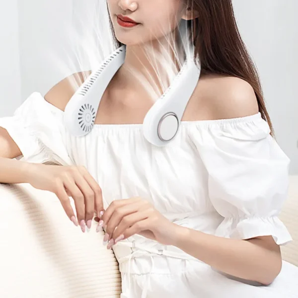 1 Set Neck Hanging Fan Bladeless 3-Speed USB Charging 360 Degrees Natural Wind Large Air Volume Mute Hands Free Neck Cooling Fan Daily Life Supply - Image 3