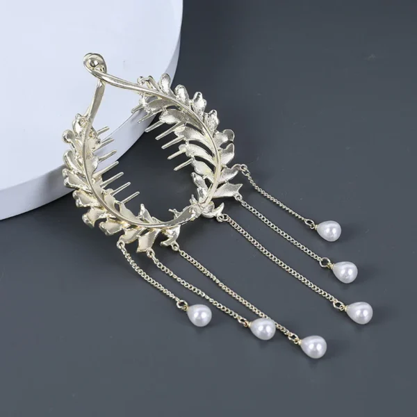Pearl Rhinestone Tassel Hair Clip Bud Clip Hair Claw Luxury Hair Accessories - Image 2