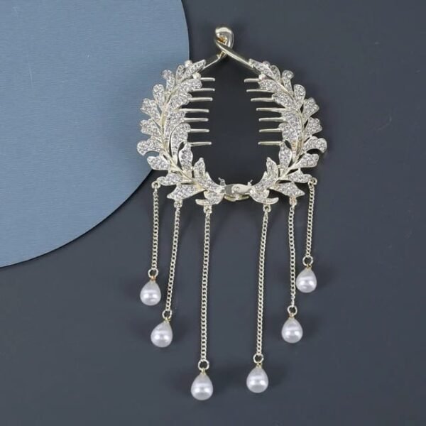 Pearl Rhinestone Tassel Hair Clip Bud Clip Hair Claw Luxury Hair Accessories - Image 3