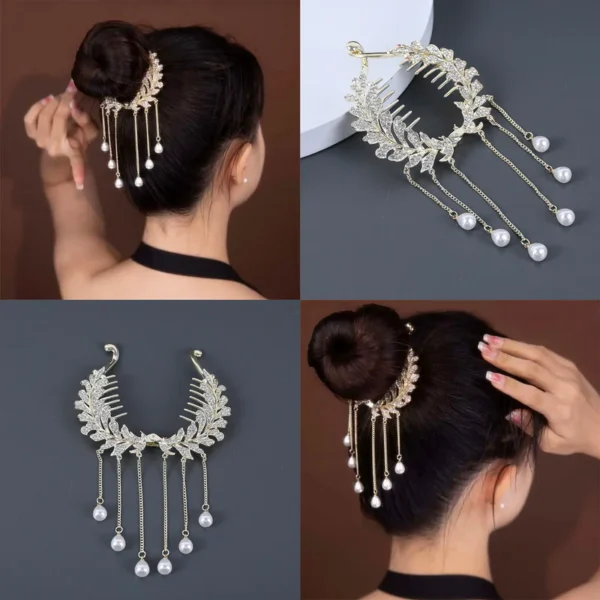 Pearl Rhinestone Tassel Hair Clip Bud Clip Hair Claw Luxury Hair Accessories